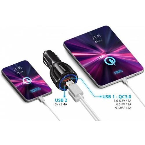 Автозарядка 2xUSB 30W (2xUSB-A) QC3.0 3А UCA-100 чорна Defender