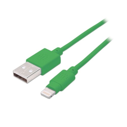 Кабель для iPhone 5/6/Ipad 4, 0.15м, зелений, Manhattan