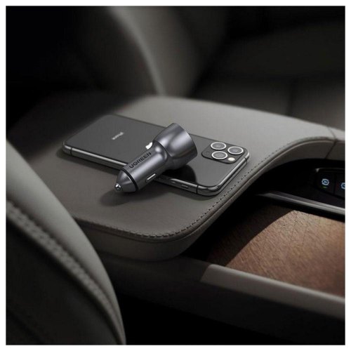 Автозарядка 2xUSB 36W (USB-C+USB-A) QC 3.0+ Косм. Сіра (CD213) UGREEN