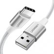 Кабель USB 2.0 AM-Type-C M, 1м, 3.0A, (18W) Nickel Plating Aluminum Braid Білий, US288 UGREEN