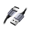 Кабель USB 2.0 AM-Type-C M, 2 м, 3.0A, (18W) Nickel Plating Aluminum Braid Чорний, US288 UGREEN