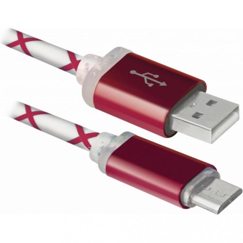 Кабель USB AM-micro BM, 1.0 м, червоний, 08-03LT Defender
