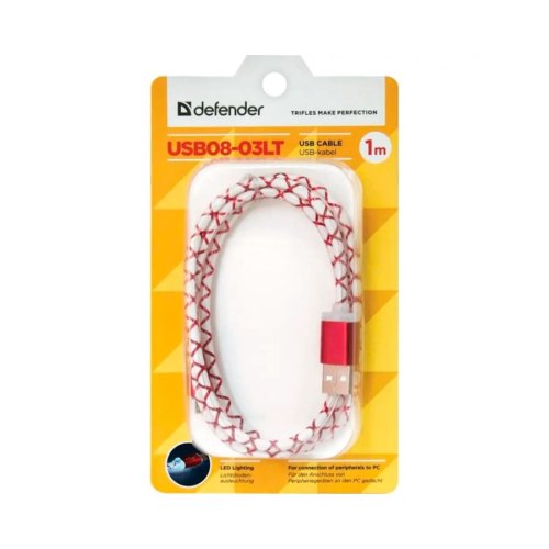 Кабель USB AM-micro BM, 1.0 м, червоний, 08-03LT Defender