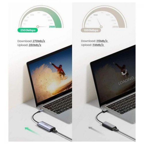 Перехідник USB3.1 Type-C --> Ethernet RJ45 1000Mb CM275 cірий Ugreen