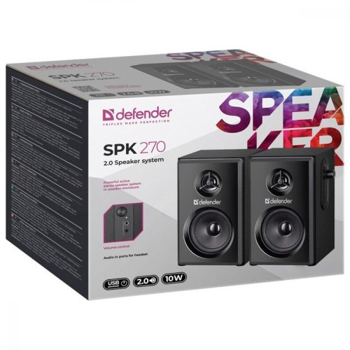 Акустична система 2.0 Defender SPK-270 10Вт, чорна, пластик, USB