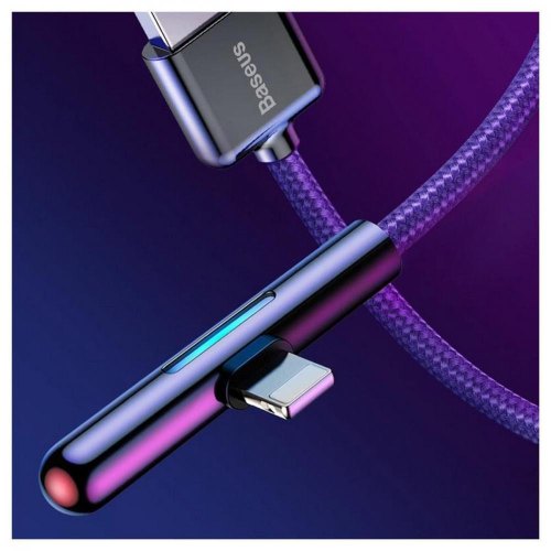 Кабель USB3.1 AM-Lightning M, 1 м, 1.5A, 90° з кольоровою індикацією Пурпуровий, CAL7C Baseus