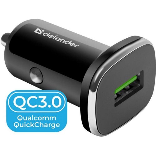 Автозарядка 1xUSB 18W (USB-A) QC3.0 3А UCA-91 чорна Defender