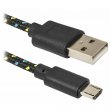 Кабель USB AM-micro BM, 1.0 м, чорний, USB08-03T обплетення Defender