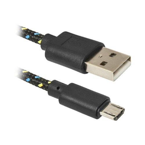 Кабель USB AM-micro BM, 1.0 м, чорний, USB08-03T обплетення Defender