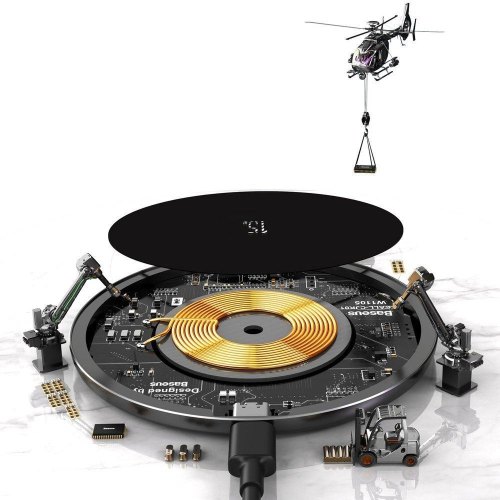 Бездротовий зарядний пристрій Baseus 15W + кабель Type-c чорний (WXJK-B01)