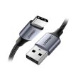 Кабель USB 2.0 AM-Type-C M, 1 м, 3.0A, (18W) Nickel Plating Aluminum Braid Чорний, US288 UGREEN