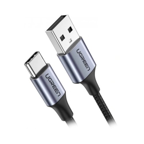 Кабель USB 2.0 AM-Type-C M, 1 м, 3.0A, (18W) Nickel Plating Aluminum Braid Чорний, US288 UGREEN