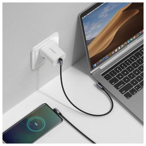 Кабель USB 2.0 Type-C M-M, 1 м, (20V/3A), (60W) Чорний, Aluminum Case with Braided US323 UGREEN