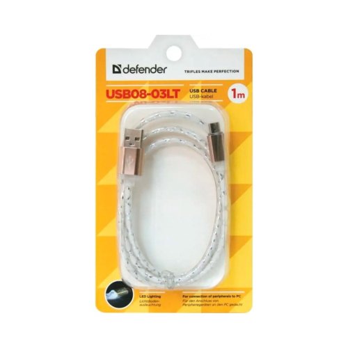 Кабель USB AM-micro BM, 1.0 м, сірий, 08-03LT Defender