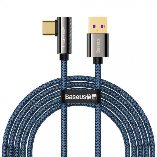 Кабель USB3.1 AM-Type-C M, 2 м, 66W, 90° Синій, Legend Series Elbow CATCS Baseus