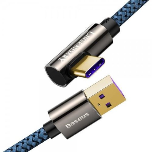 Кабель USB3.1 AM-Type-C M, 2 м, 66W, 90° Синій, Legend Series Elbow CATCS Baseus