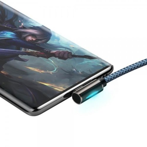 Кабель USB3.1 AM-Type-C M, 2 м, 66W, 90° Синій, Legend Series Elbow CATCS Baseus