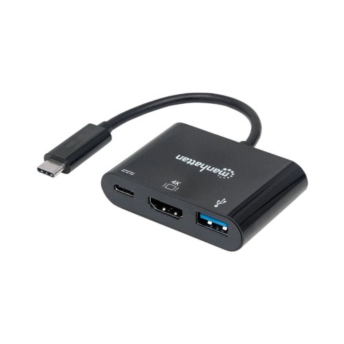 Док-станція USB3.1 Type-C --> USB3.0/HDMI/USB-C (F) black Manhattan