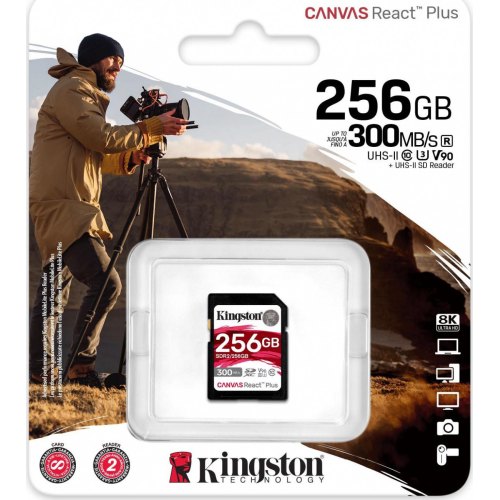 SDXC карта 256Gb Kingston class10 без адаптера UHS-II U3 R300/W260MB/s (SDR2/256GB)