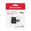 Карта пам'яті Transcend microSD  64GB C10 UHS-I U3 A2 R160/W80MB/s + SD