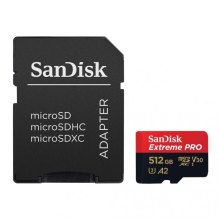 Карта пам'яті SanDisk microSD  512GB C10 UHS-I U3 R200/W140MB/s Extreme Pro V30 + SD