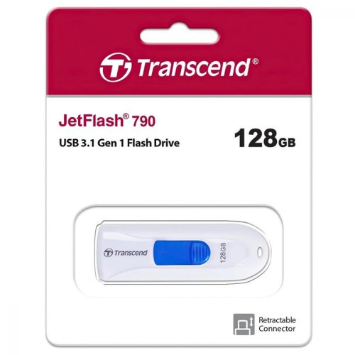 USB флеш Transcend 128GB USB 3.1 Type-A JetFlash 790 White