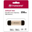 USB флеш Transcend 256GB USB 3.2 Type-A + Type-C JetFlash 930 Black R420/W400MB/s
