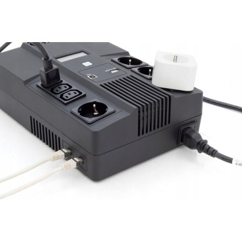 Джерело безперебійного живлення DIGITUS All-in-One, 800VA/480W, LED, 4xSchuko/3xC13, RJ45, USB