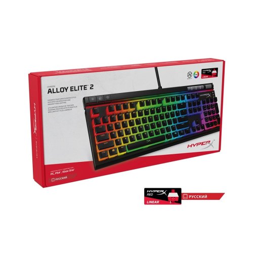 Клавіатура дротова, HyperX Alloy Elite 2.0 Red USB RGB ENG/RU Black