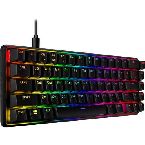 Клавіатура дротова, HyperX Alloy Origins 65 Red USB RGB ENG/RU, Black
