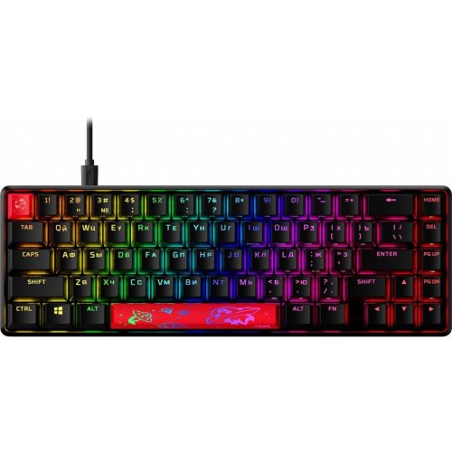 Клавіатура дротова, HyperX Alloy Origins 65 Red USB RGB ENG/RU, Black