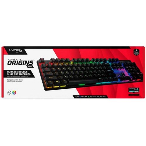Клавіатура дротова, HyperX Alloy Origins Aqua USB RGB PBT ENG/RU, Black
