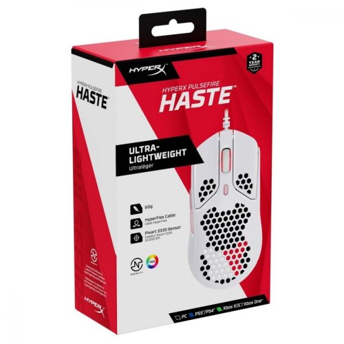 Мишка дротова, HyperX Pulsefire Haste USB, White/Pink