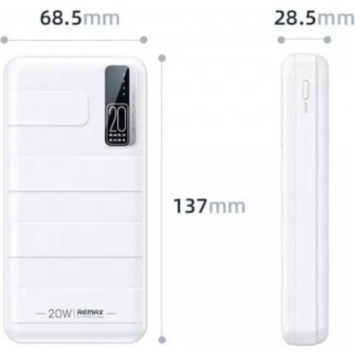 Зовнішній акумулятор PowerBank Remax Noah Series 20W+22.5W PD+QC Fast Charging Power Bank 20000mAh  RPP-316 White