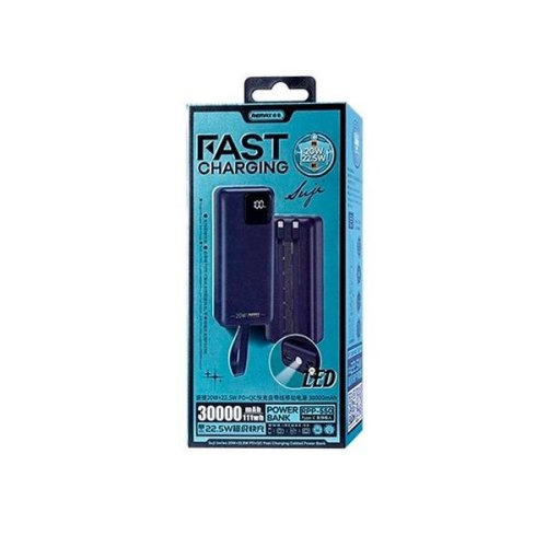 Зовнішній акумулятор PowerBank Remax Suji Series PD 20W+QC 22.5W  Fast Charging Cabled Power Bank 30000mAh  RPP-550 Blue