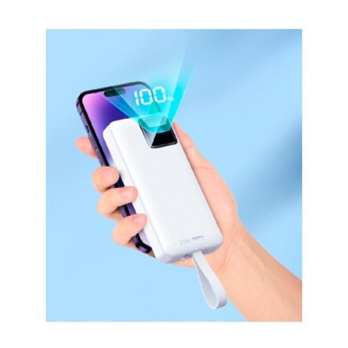 Зовнішній акумулятор PowerBank Remax Suji Series PD 20W+QC 22.5W  Fast Charging Cabled Power Bank 30000mAh  RPP-550 White