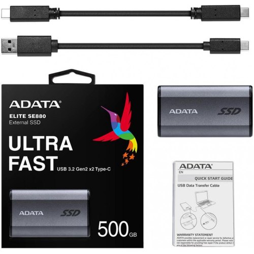 Твердотільний запам’ятовувальний пристрій накопичувач (SSD) USB-C 500GB EXT. AELI-SE880-500GCGY ADATA
