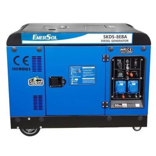 Генератор дизельний EnerSol, 230В (1 фаза), 7.5/8кВт, електростартер, AVR, кожух,  221кг