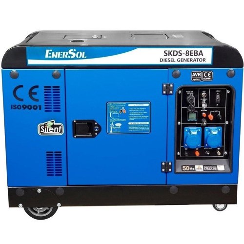 Генератор дизельний EnerSol, 230В (1 фаза), 7.5/8кВт, електростартер, AVR, кожух,  221кг