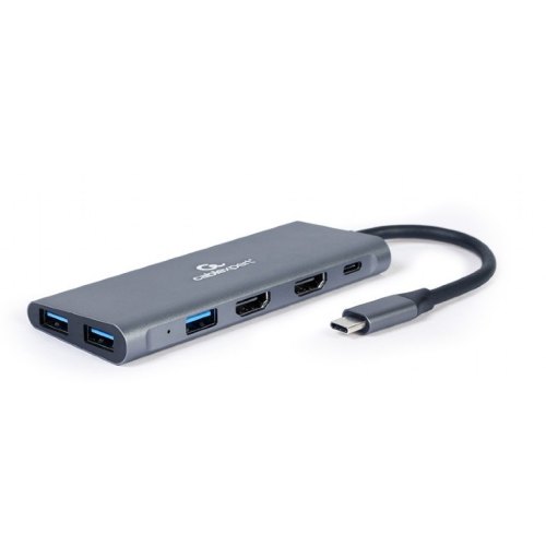 Док-станція Cablexpert A-CM-COMBO3-01, USB-C 3-в-1 (хаб / HDMI / PD), сірий