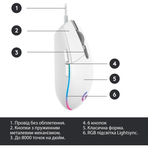 Ігрова миша LOGITECH G102 LIGHTSYNC Black (910-005808) чорний