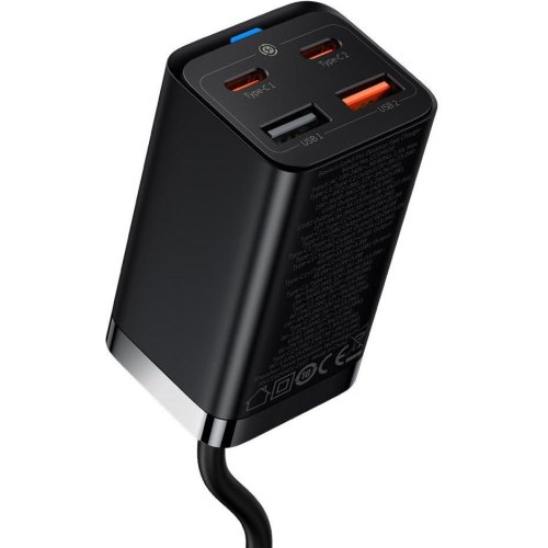 Baseus Wall Charger GaN3 Pro 2xUSB 2xType-C 65W Black with USB-C (CCGP040101)