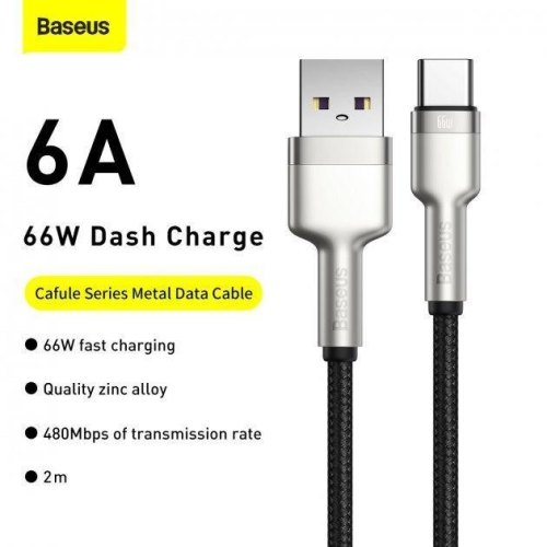 Baseus Cafule Metal Data Cable USB to Type-C 66W 2m Black (CAKF000201)