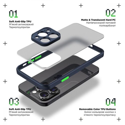 Чохол-накладка ArmorStandart Frosted Matte для Apple iPhone 14 Pro Navy Blue (ARM64483)
