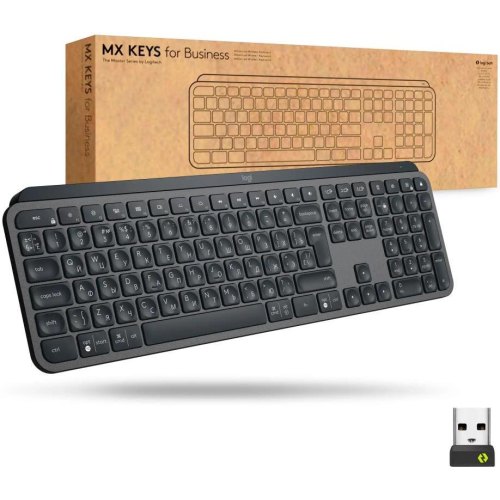 Клавіатура бездротова Logitech MX Keys Advanced for Business Wireless Illuminated UA Graphite (920-010251)
