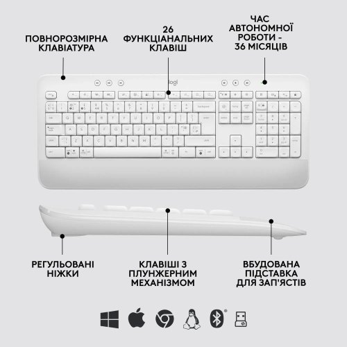 Комплект (клавіатура, миша) бездротовий Logitech MK650 Combo for Business White (920-011032)