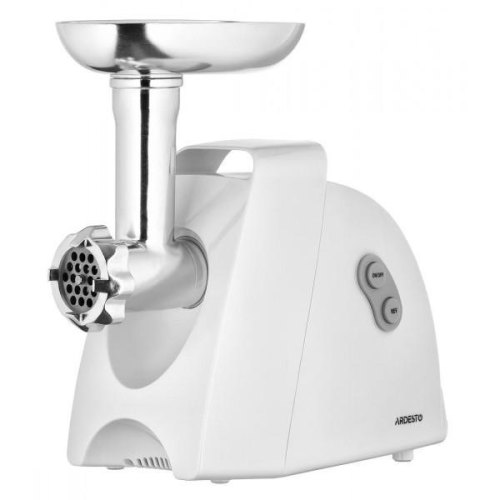 М'ясорубка Ardesto, 1900Вт, 1.8кг/хв, 3 решітки, насадка для ковбас, кеббе, 4 терки, пластик, білий