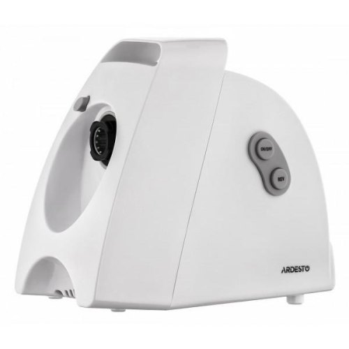 М'ясорубка Ardesto, 1900Вт, 1.8кг/хв, 3 решітки, насадка для ковбас, кеббе, 4 терки, пластик, білий