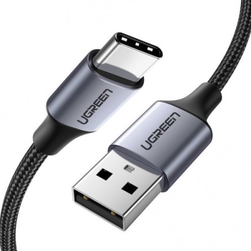 Кабель UGREEN US288 USB-A 2.0 to USB-C Cable Nickel Plating Aluminum Braid 2m, Black (UGR-60128)