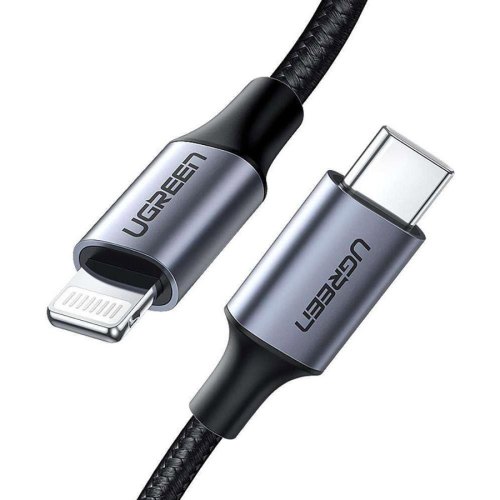 Кабель UGREEN US304 USB-C to Lightning M/M Cable Aluminum Shell Braided 1m, Black (UGR-60759)